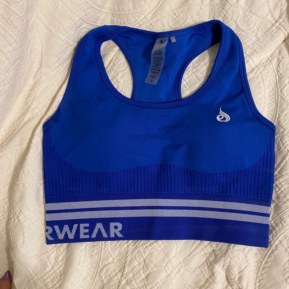Blue seamless sports bra